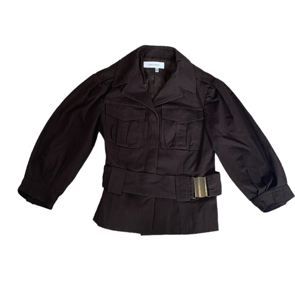 Zara Basic Brown Belted Field Jacket - image 2